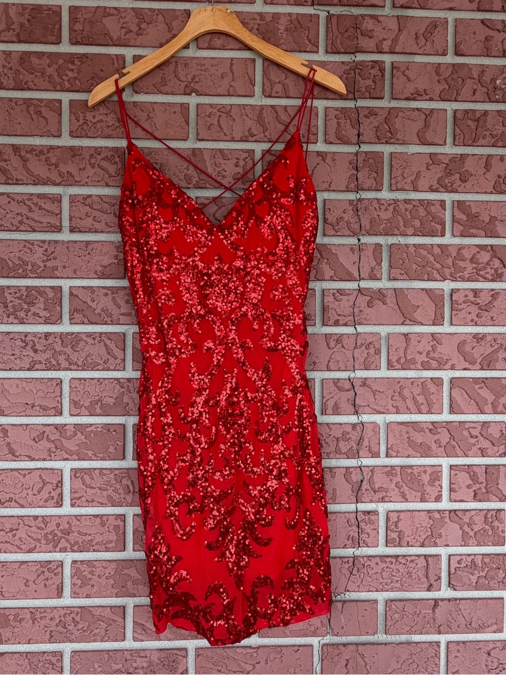 Windsor Red Sequin Mini Dress with Spaghetti Straps